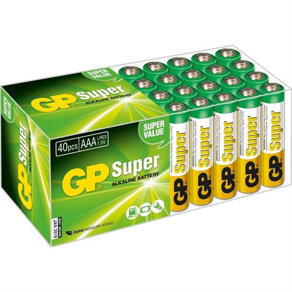 GP Batteries Super Alkaline LR03, 40x AAA, Micro Multipack